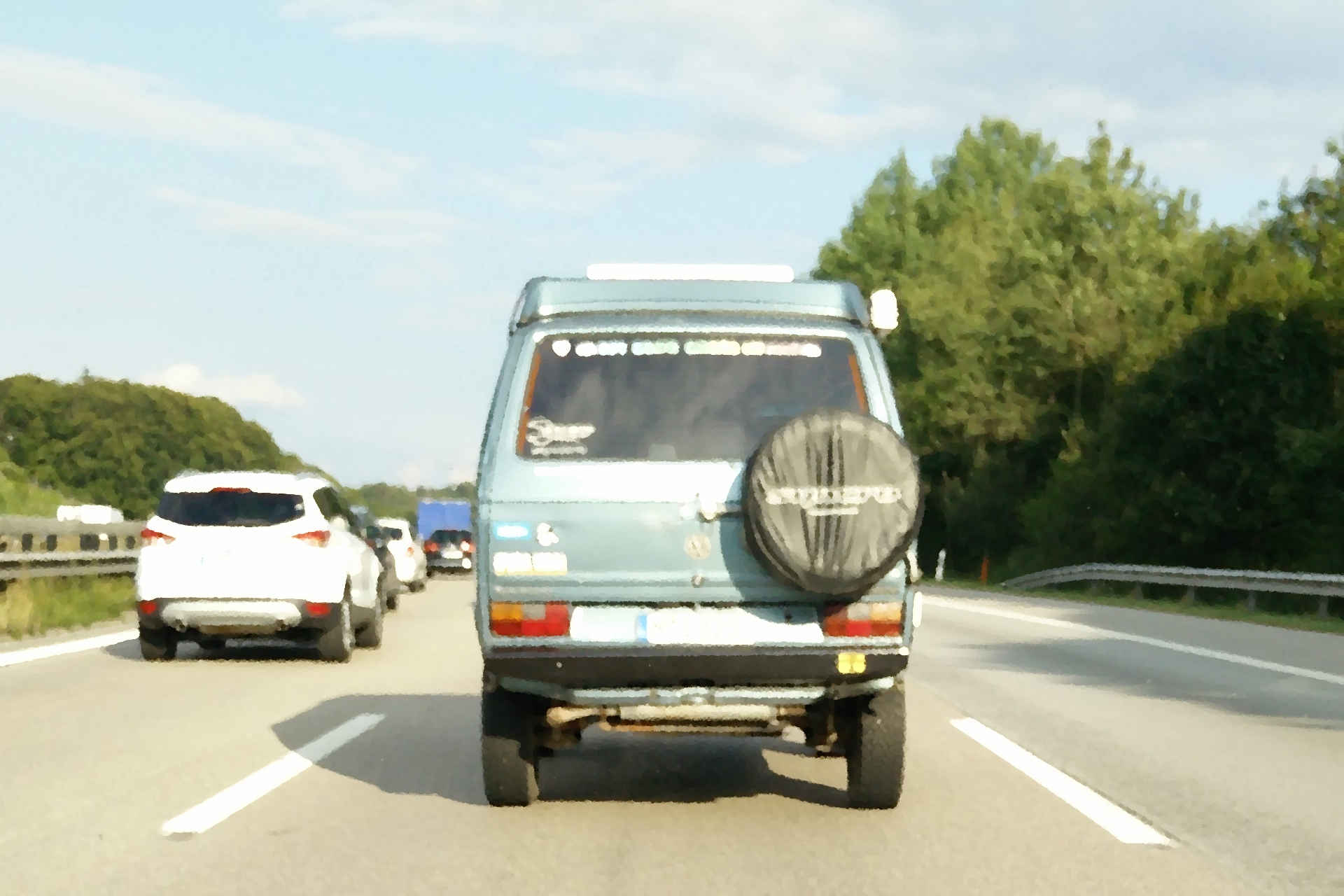 VW T3 Syncro auf der Autobahn VW T3 auf der Autobahn